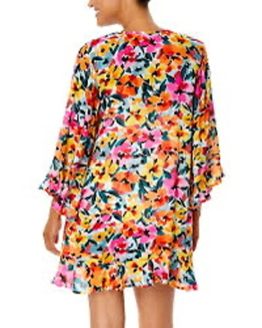 Label of love anthropology colorful floral mini dress Yasmin bell sleeves small